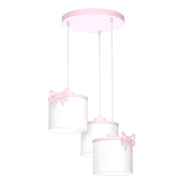 Kinder-Pendelleuchte SWEET an Kabel 3xE27/15W/230V weiß/rosa/Schleife