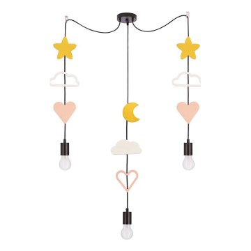 Kinderhängelampe TRIO 3xE27/20W/230V in Gelb/Weiß/Rosa