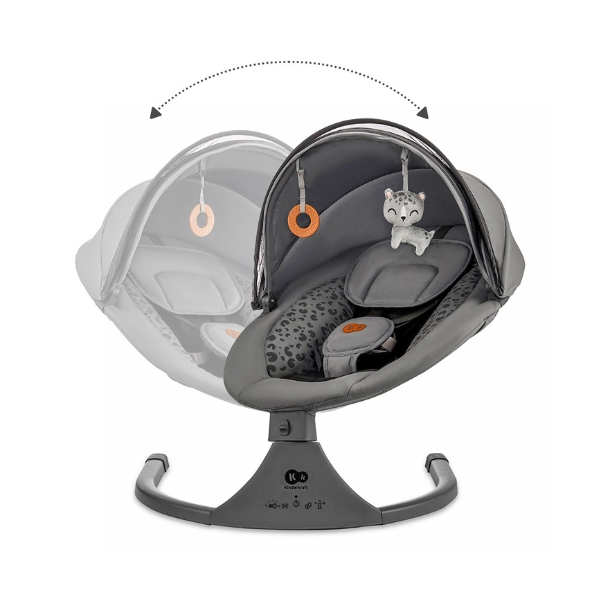KINDERKRAFT - Altalena per bambini con melodia 2in1 LUMI grigio scuro