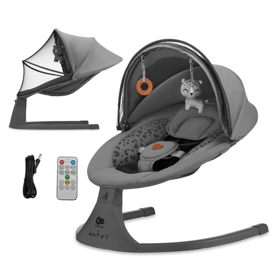 KINDERKRAFT - Altalena per bambini con melodia 2in1 LUMI grigio scuro