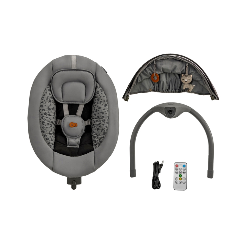 KINDERKRAFT - Altalena per bambini con melodia 2in1 LUMI grigio scuro