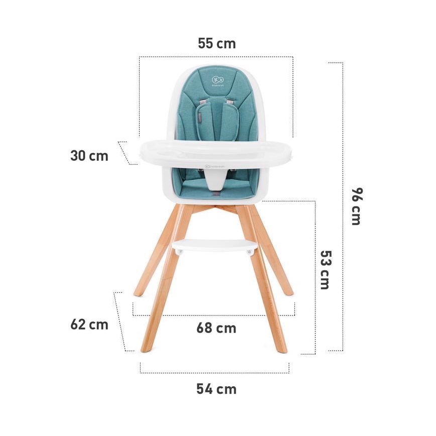 KINDERKRAFT - Baby Esstischstuhl 2in1 TIXI rosa