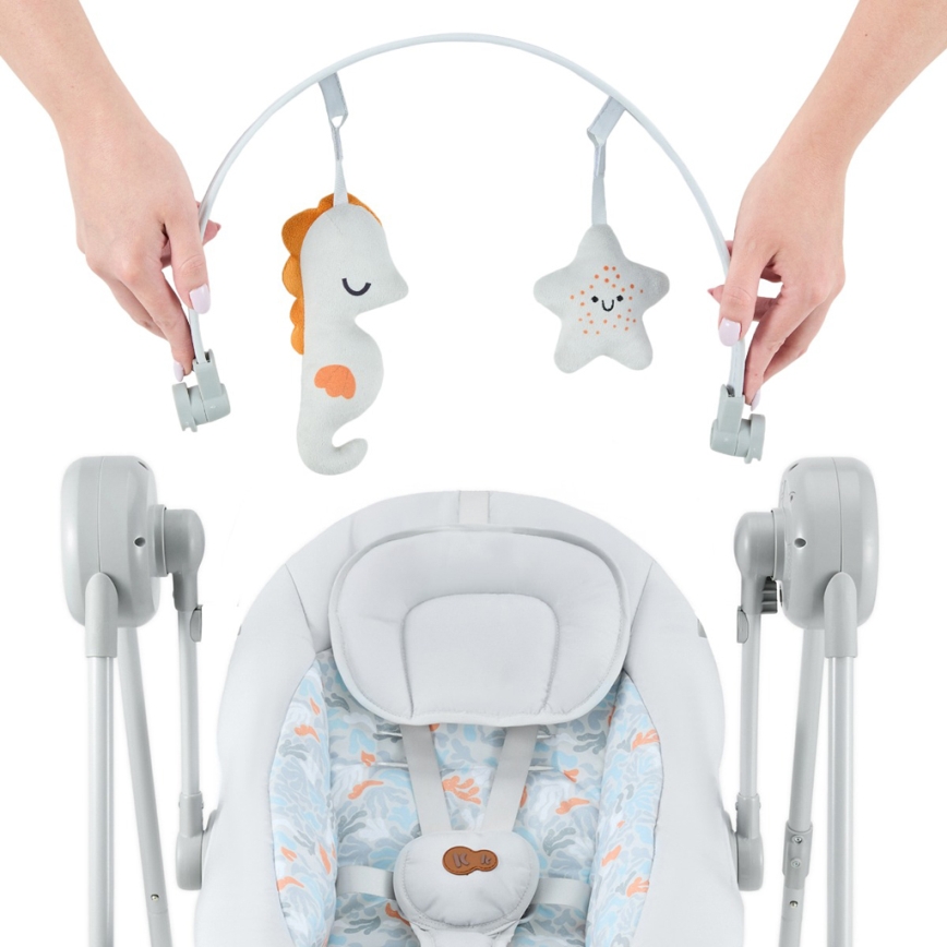 KINDERKRAFT - Babyschaukel SWINGEE mit Melodie, grau, 4xAAA/230V