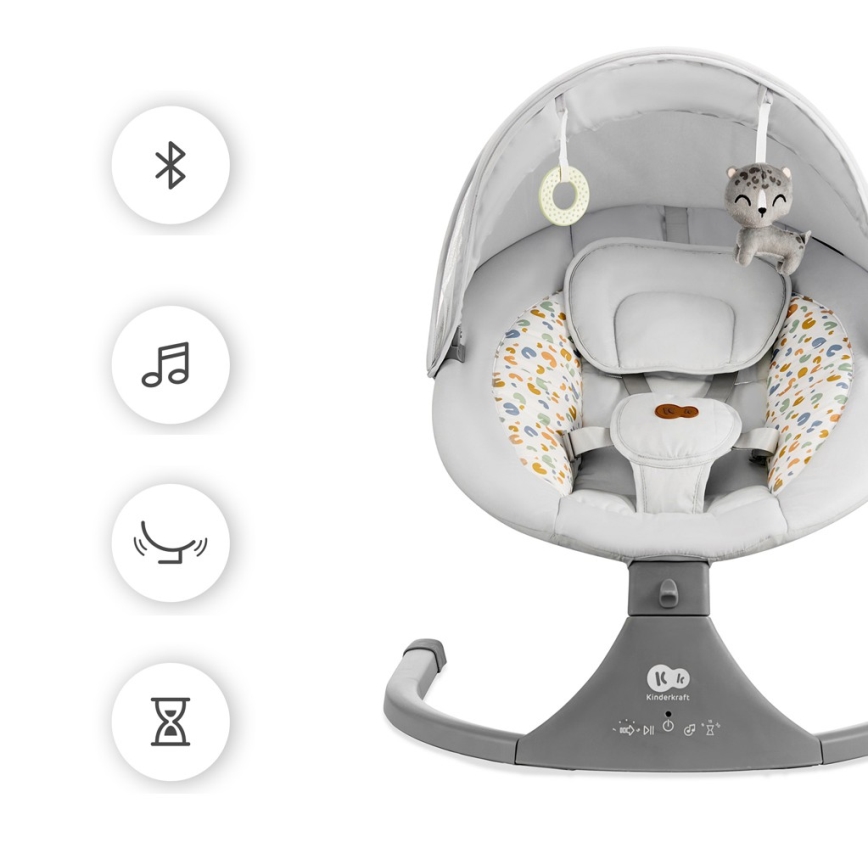KINDERKRAFT - Babywippe mit Musik 2-in-1 LUMI hellgrau