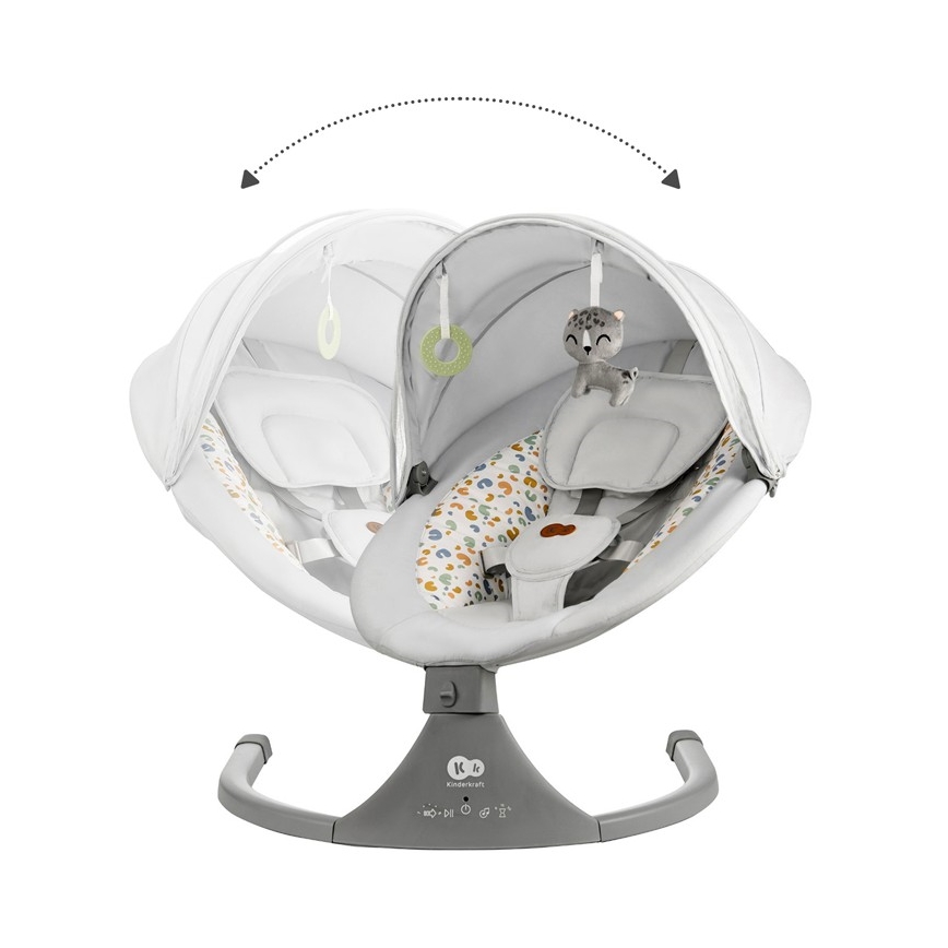 KINDERKRAFT - Babywippe mit Musik 2-in-1 LUMI hellgrau