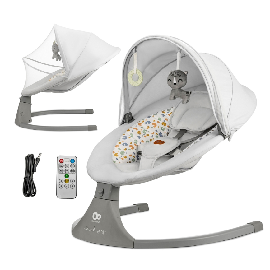 KINDERKRAFT - Babywippe mit Musik 2-in-1 LUMI hellgrau