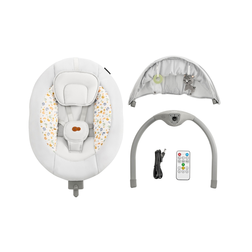 KINDERKRAFT - Babywippe mit Musik 2-in-1 LUMI hellgrau