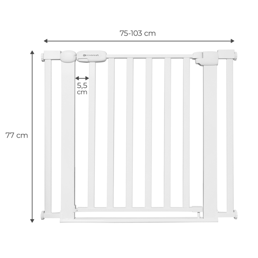 KINDERKRAFT - Barriera di sicurezza LOCK&GO 75-103 cm bianco