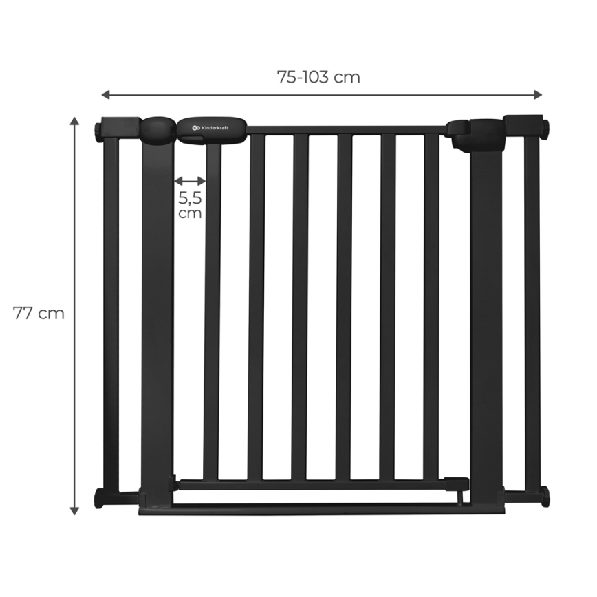 KINDERKRAFT - Barriera di sicurezza LOCK&GO 75-103 cm nero