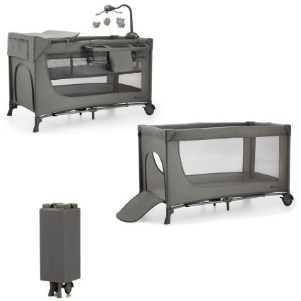 KINDERKRAFT - Berceau de voyage JOY 2 avec accessoires gris