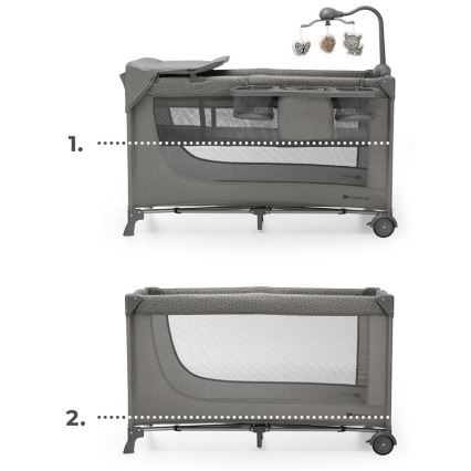 KINDERKRAFT - Berceau de voyage JOY 2 avec accessoires gris