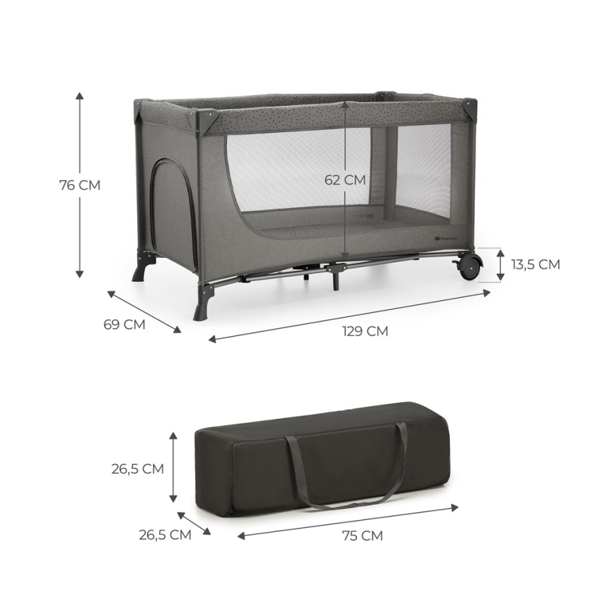 KINDERKRAFT - Berceau de voyage JOY 2 gris