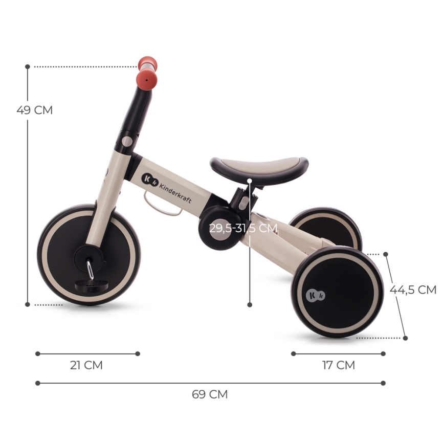 KINDERKRAFT - Bicicletta a spinta per bambini 3in1 4TRIKE grigio