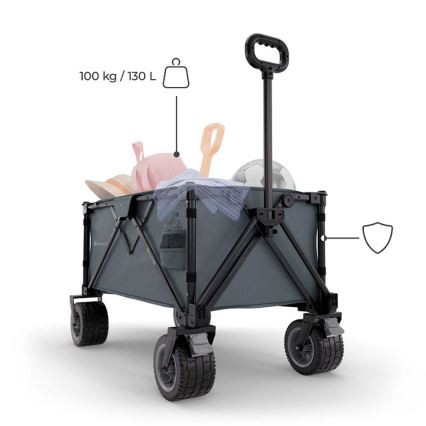 KINDERKRAFT - Carrello da trasporto pieghevole WAGON ROLLSTER grigio