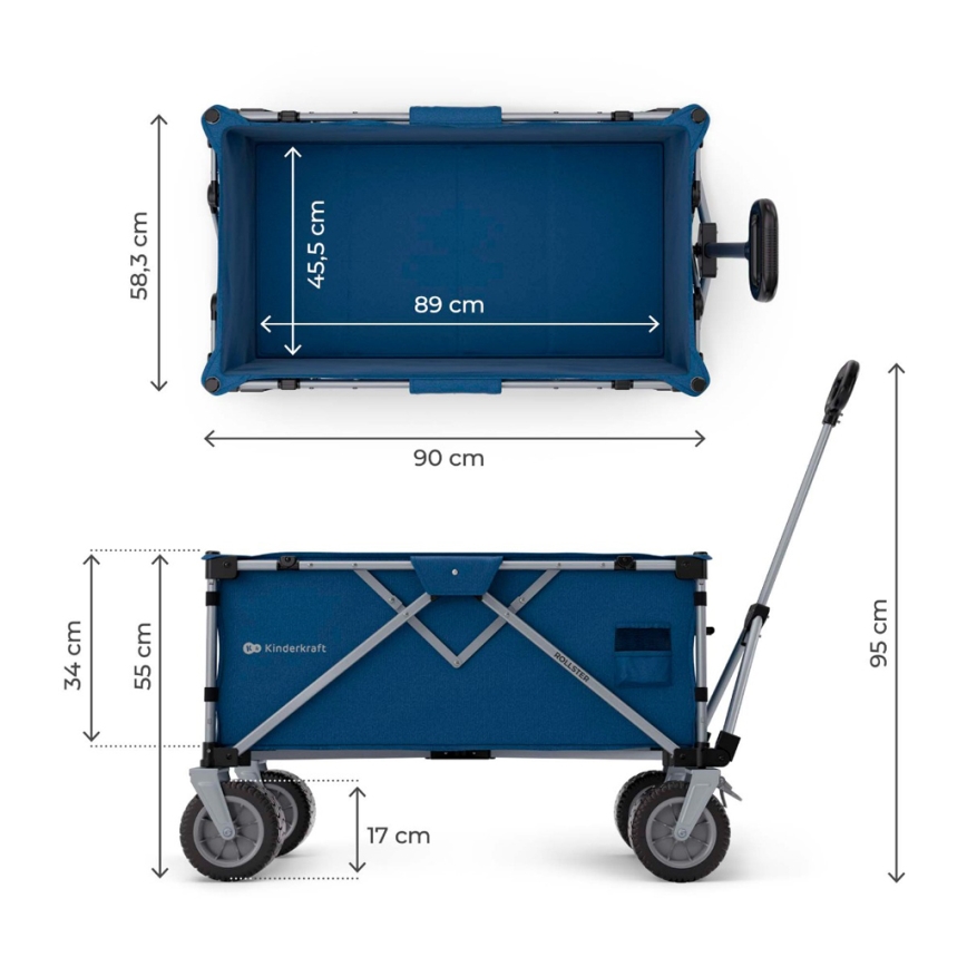 KINDERKRAFT - Chariot de transport pliable WAGON ROLLSTER bleu