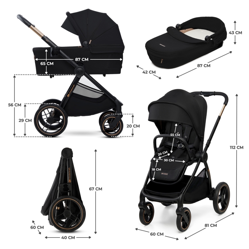 KINDERKRAFT - Kombi-Kinderwagen 2in1 NEA 2 Midnight schwarz