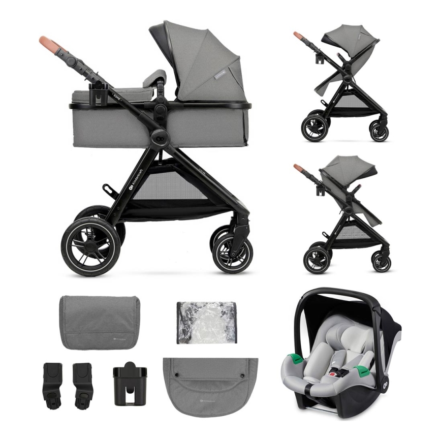 KINDERKRAFT - Kombi-Kinderwagen 3in1 ESME Moonlight grau + Auto-Kindersitz MINK PRO