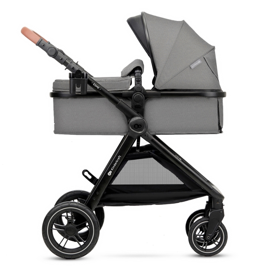 KINDERKRAFT - Kombi-Kinderwagen 3in1 ESME Moonlight grau + Auto-Kindersitz MINK PRO