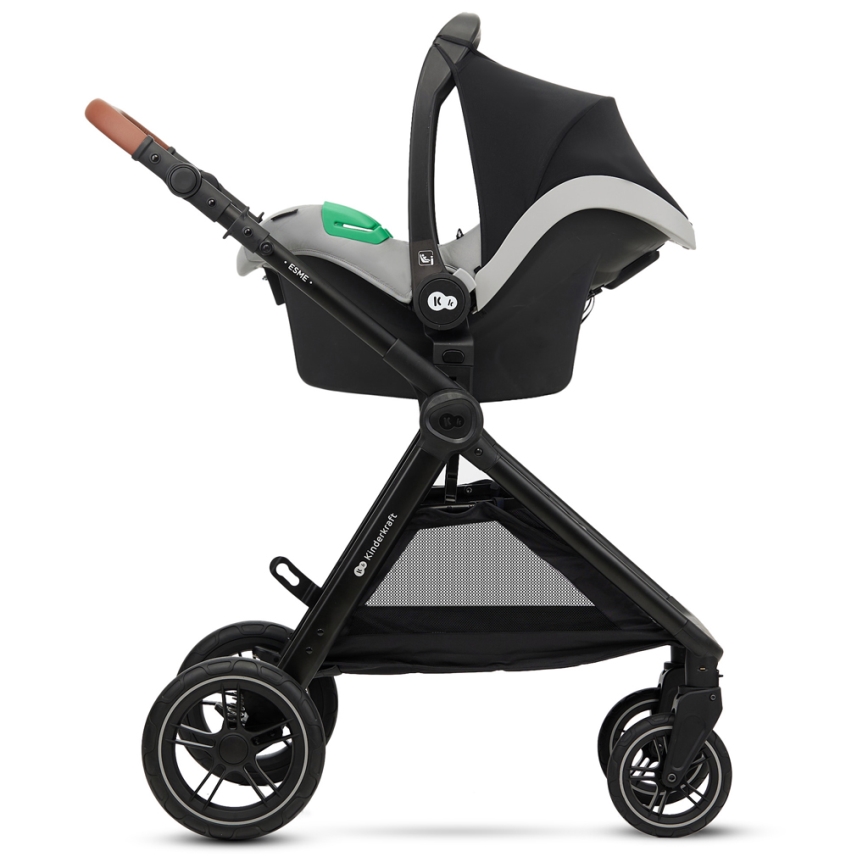 KINDERKRAFT - Kombi-Kinderwagen 3in1 ESME Moonlight grau + Auto-Kindersitz MINK PRO