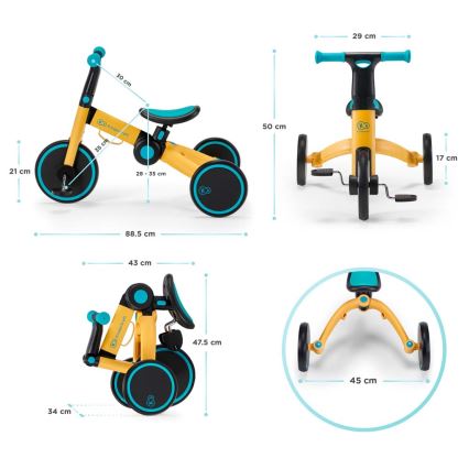 KINDERKRAFT - Laufrad für Kinder 3in1 4TRIKE rosa