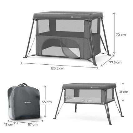 KINDERKRAFT - Lettino da viaggio 3 in 1 CAMI grigio
