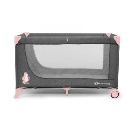 KINDERKRAFT - Lettino da viaggio JOY grigio-rosa
