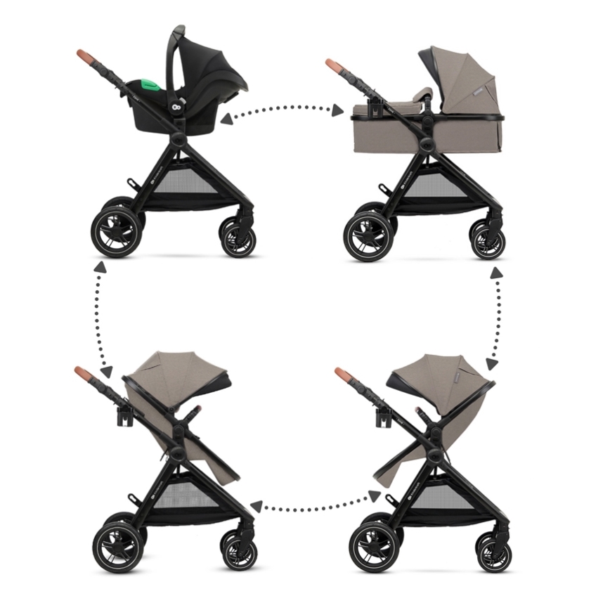KINDERKRAFT - Passeggino combinato 3in1 ESME Sand beige + seggiolino auto MINK PRO