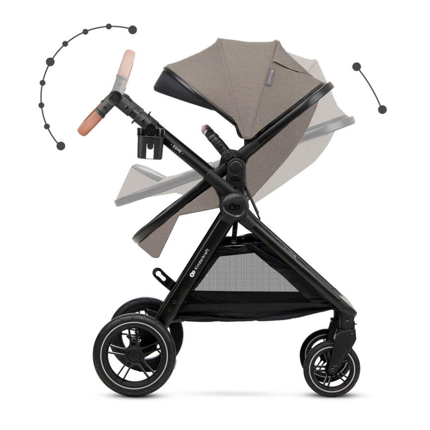 KINDERKRAFT - Passeggino combinato 3in1 ESME Sand beige + seggiolino auto MINK PRO
