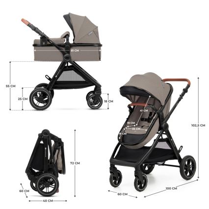 KINDERKRAFT - Passeggino combinato 3in1 ESME Sand beige + seggiolino auto MINK PRO