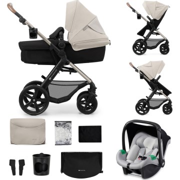 KINDERKRAFT - Passeggino combinato 3in1 MOOV 2 Moonlight grigio + seggiolino auto MINK PRO