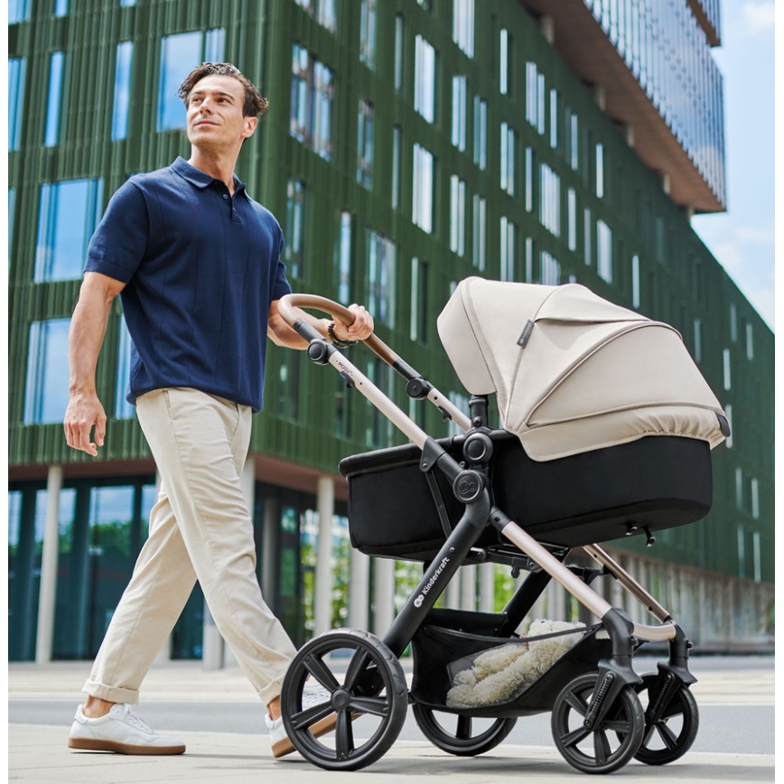 KINDERKRAFT - Passeggino combinato 3in1 MOOV 2 Moonlight grigio + seggiolino auto MINK PRO