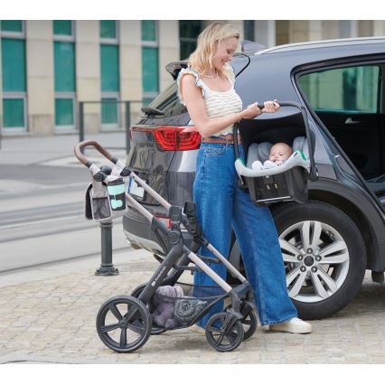 KINDERKRAFT - Passeggino combinato 3in1 MOOV 2 Moonlight grigio + seggiolino auto MINK PRO