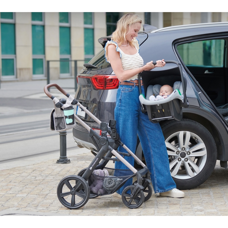 KINDERKRAFT - Passeggino combinato 3in1 MOOV 2 Moonlight grigio + seggiolino auto MINK PRO