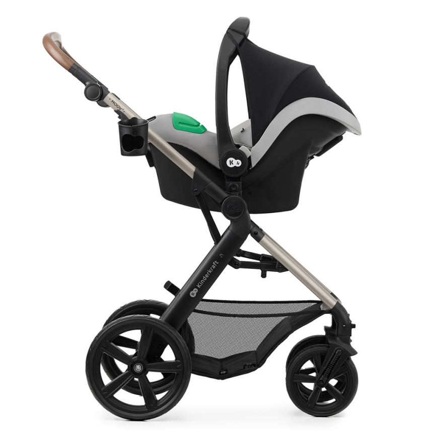 KINDERKRAFT - Passeggino combinato 3in1 MOOV 2 Moonlight grigio + seggiolino auto MINK PRO