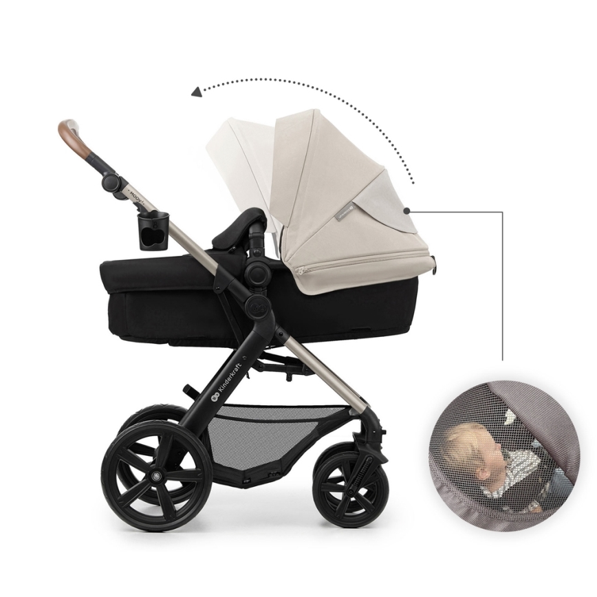 KINDERKRAFT - Passeggino combinato 3in1 MOOV 2 Moonlight grigio + seggiolino auto MINK PRO