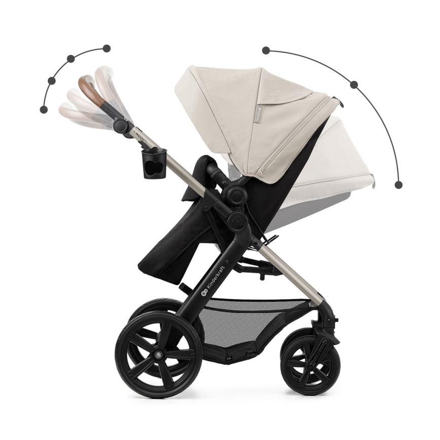 KINDERKRAFT - Passeggino combinato 3in1 MOOV 2 Moonlight grigio + seggiolino auto MINK PRO
