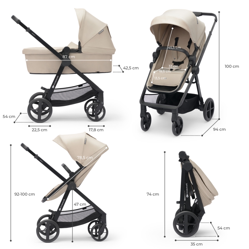 KINDERKRAFT - Passeggino combinato 3in1 NEWLY Sand beige + seggiolino auto MINK PRO