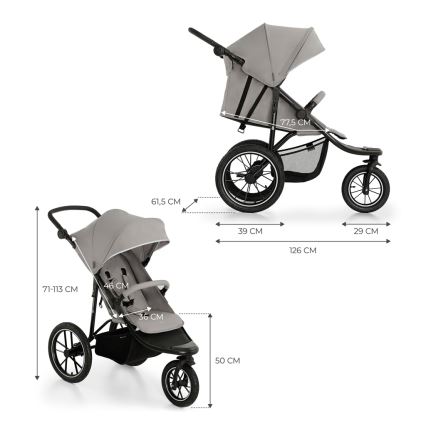 KINDERKRAFT - Poussette HELSI2 gris