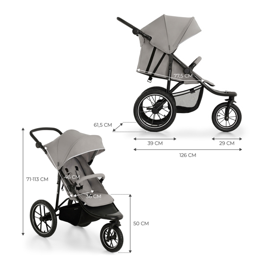 KINDERKRAFT - Poussette HELSI2 gris