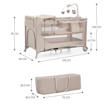 KINDERKRAFT - Reisebettchen JOY 2 mit Zubehör beige