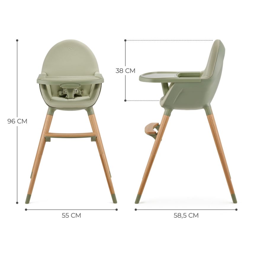 KINDERKRAFT - Sedia da pranzo per bambini FINI2 faggio/verde