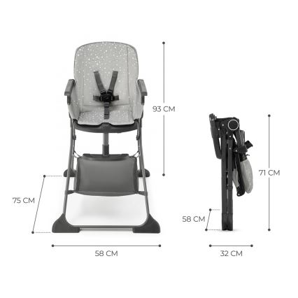 KINDERKRAFT - Sedia da pranzo per bambini FOLDEE grigio