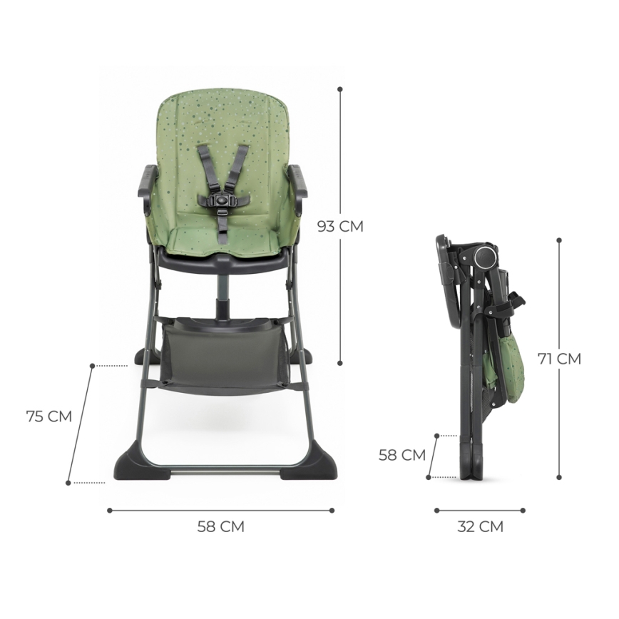 KINDERKRAFT - Sedia da pranzo per bambini FOLDEE verde