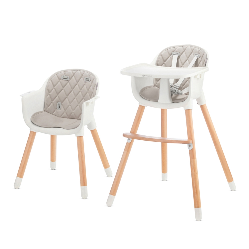 KINDERKRAFT - Sedia da pranzo per bambini SIENNA faggio/grigio