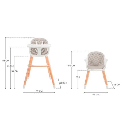 KINDERKRAFT - Sedia da pranzo per bambini SIENNA faggio/grigio