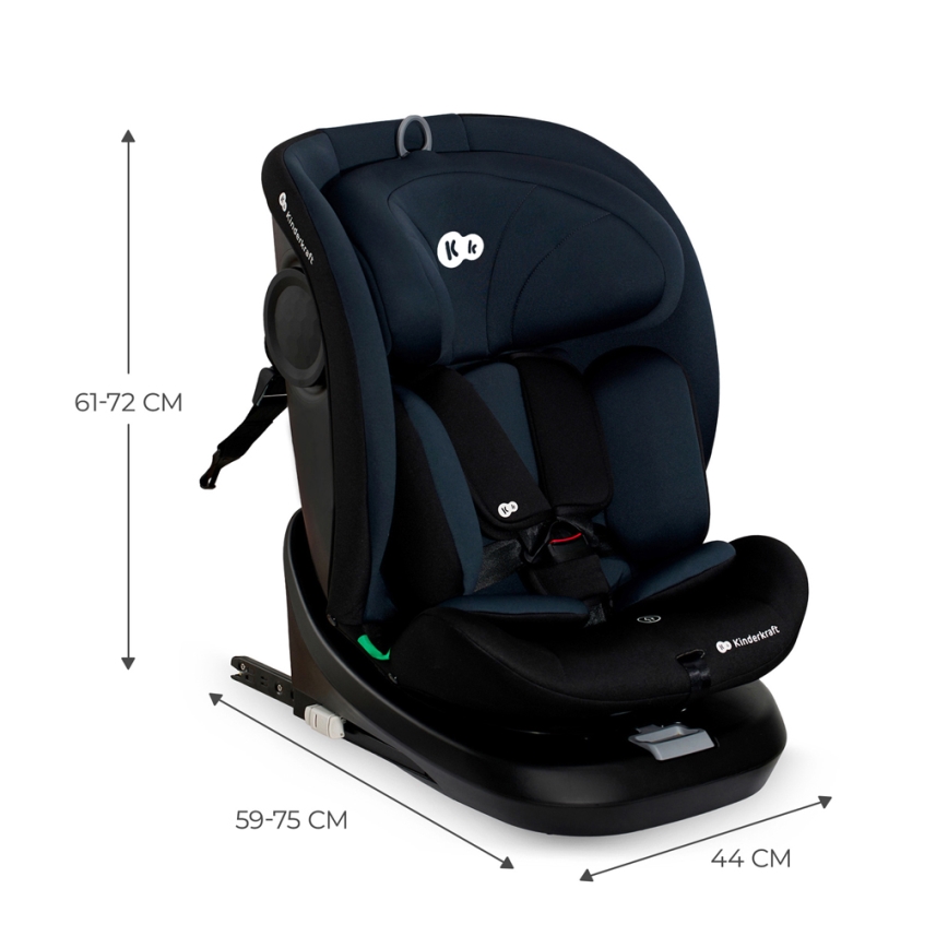 KINDERKRAFT - Seggiolino auto con base girevole I-GROW i-Size (40-150 cm) nero