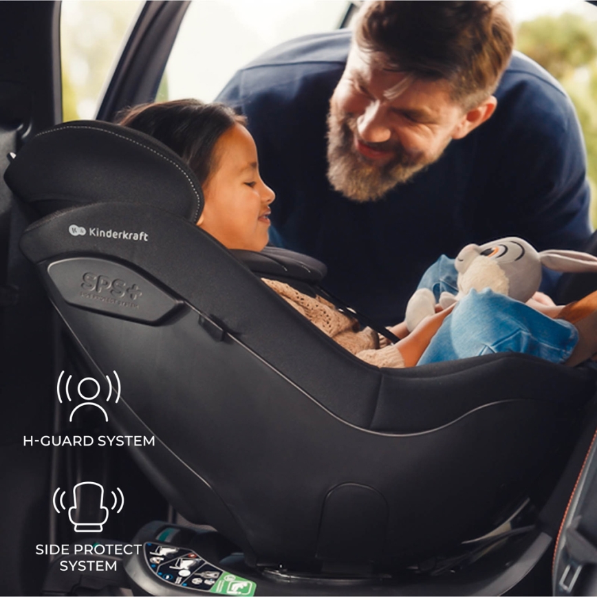 KINDERKRAFT - Seggiolino auto con base girevole I-GUARD PRO i-Size 61-105 cm nero