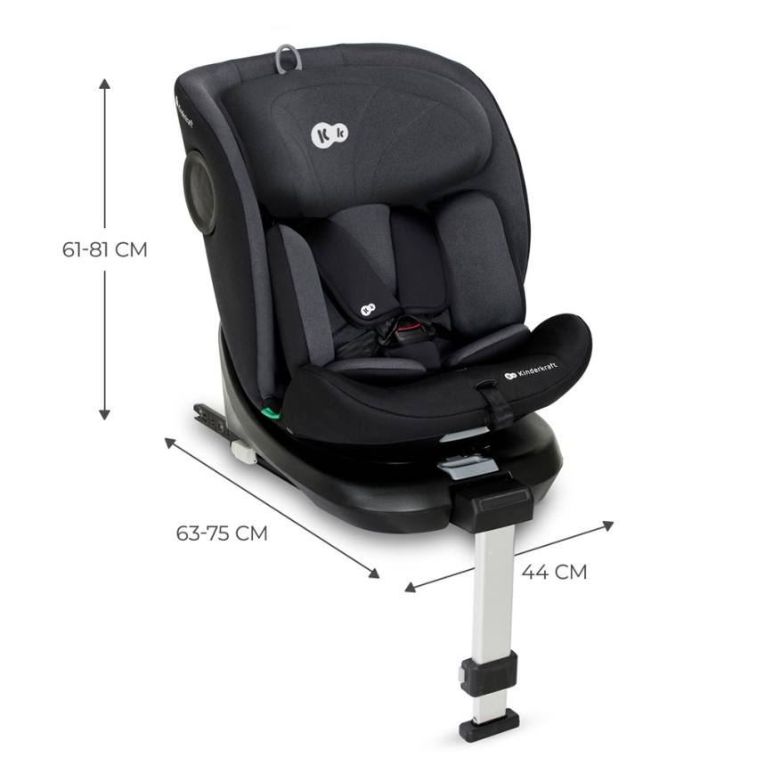 KINDERKRAFT - Seggiolino auto I-360 i-Dimensioni (40-150 cm) nero