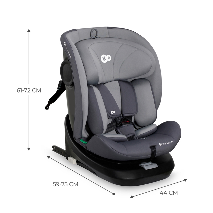 KINDERKRAFT - Seggiolino auto I-GROW i-Dimensioni (40-150 cm) grigio