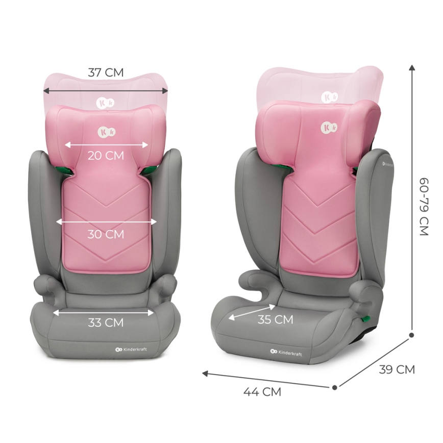 KINDERKRAFT - Seggiolino auto I-SPARK i-Dimensioni (100-150 cm) rosa
